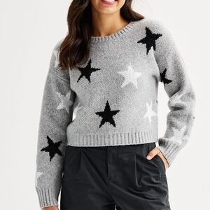 SO Women's Gray and Black Star Sweater NWT